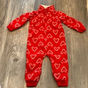 Carter's Red Heart-Candy Cane Jumpsuit